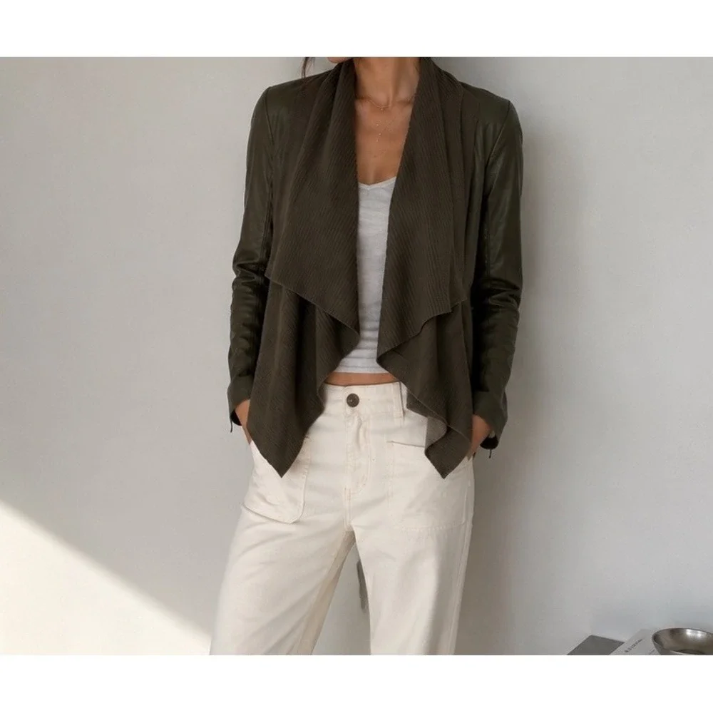 BLANKNYC All Or Nothing Olive Drape Moto Jacket XS
